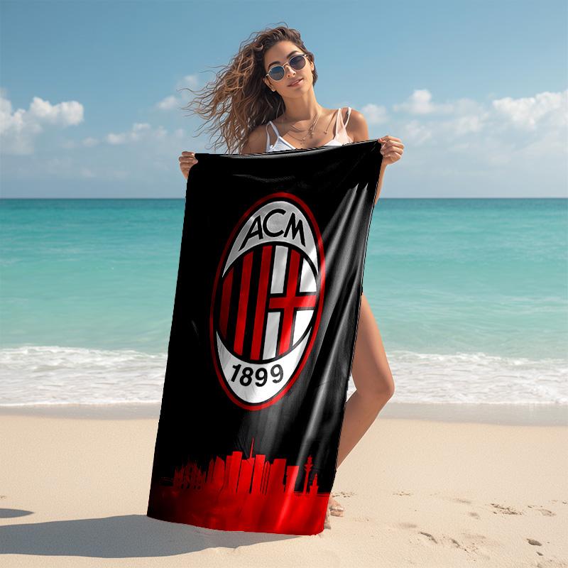 proof beach towel with Associazione Calcio Milan pattern - soft,absorbent,quick-drying,machine washable - perfect for swimming,camping,bathing