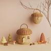 Creative Woven Bags Acorn-Shaped Rattan Durable Storage Basket With Lid Organizer Strong Not To Break Hanging Storage Basket Newborn Photo Props