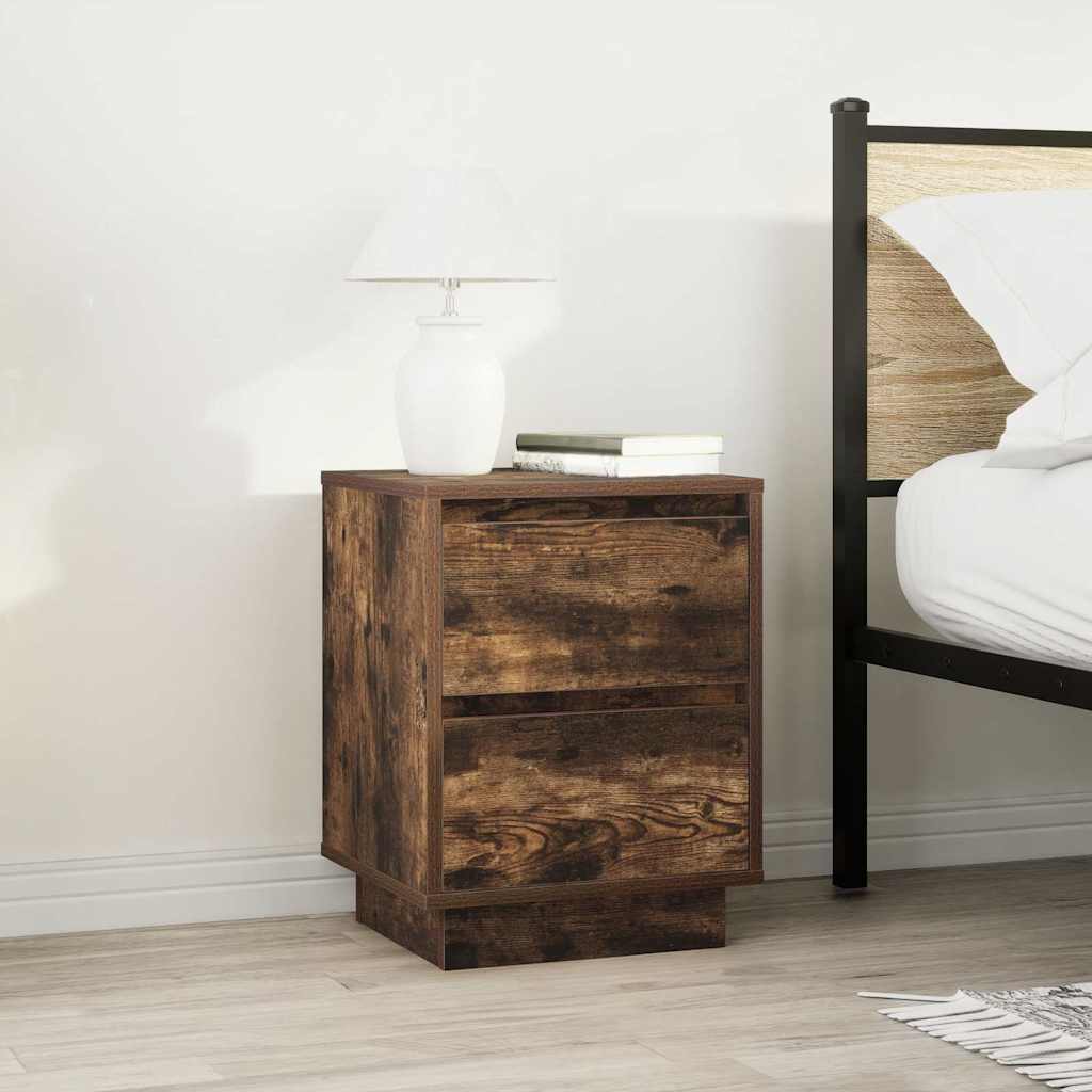 Nightstands with LED Lights 2 pcs Smoked Oak 38x34x50 cm