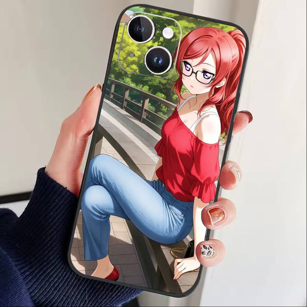 

Nishikino Maki-Love Live Phone Case For iPhone17,16,15,14,13,12 Plus,Max Soft Silicone Black Cover iPhone14Pro