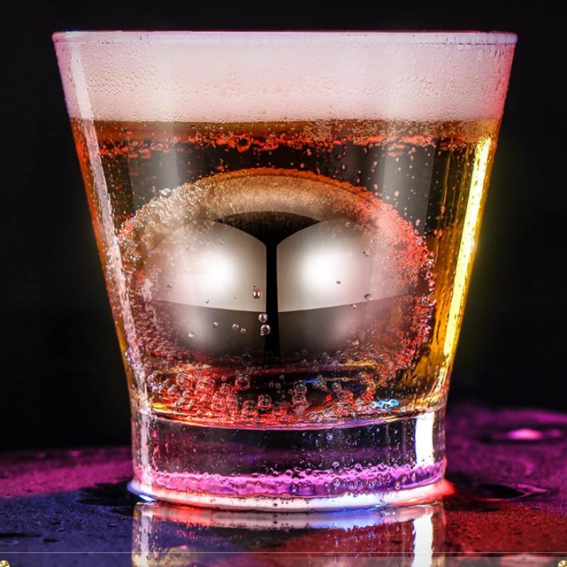 2pcs Whiskey Large Ice Ball Mold Set - Stainless Steel Metal - Freezing Chilled Whiskey Stones - Non-Melting Ice Cubes