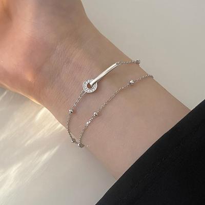 Sterling Silber S925 Silber Armband Doppelschicht Ring Armband Damen Neues Armband
