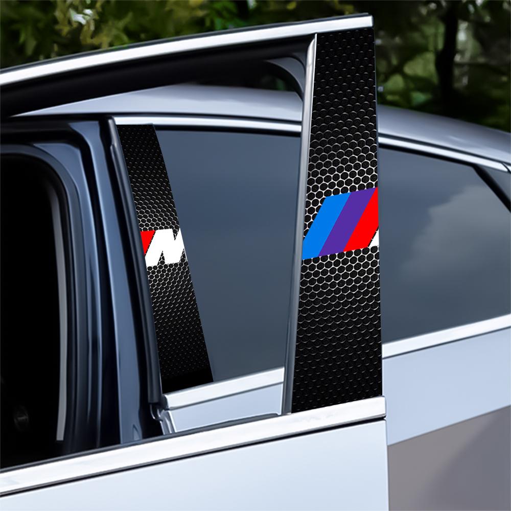 2 Pezzi Emblema Auto Adesivo Montante Centrale Decalcomanie Decorative Portiera Auto Per BMW M F10 F07 E90 E60 F30 E89 E85 E91 E92 X1 X3 X4 X5 X6