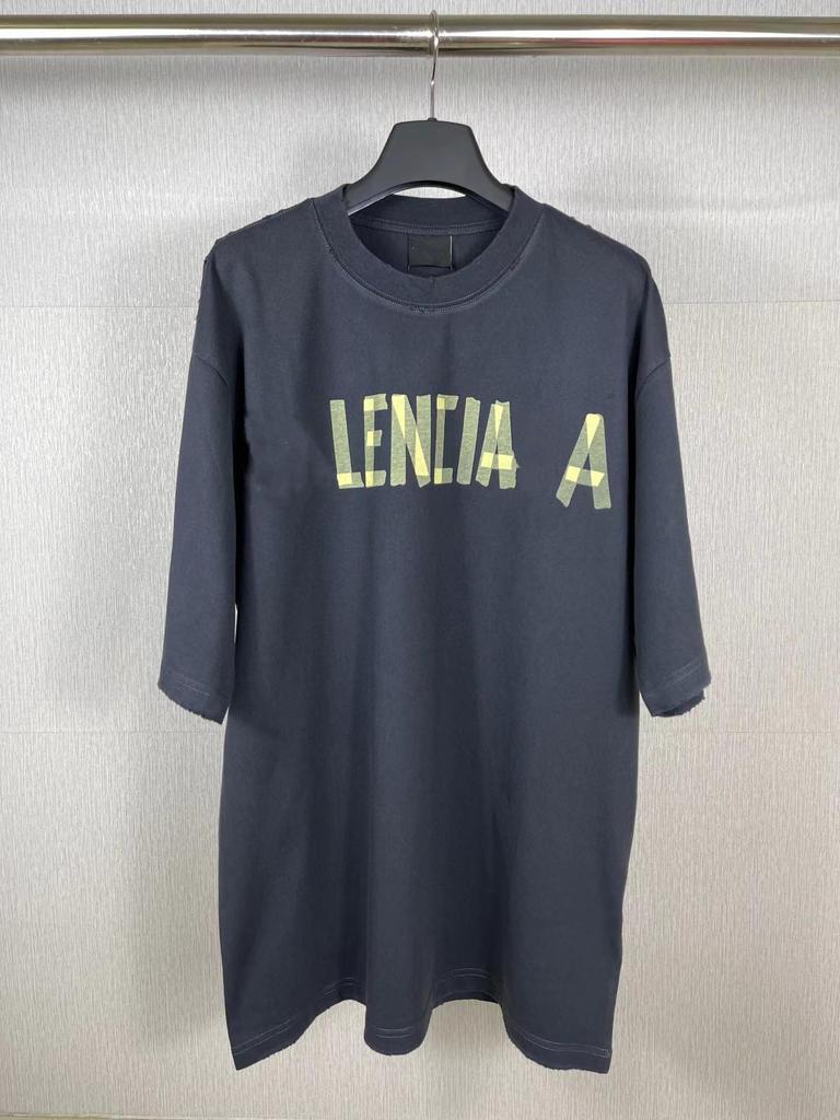 B Brand SS24 Vintage Paříž Logo Páska Prané Volné Tričko