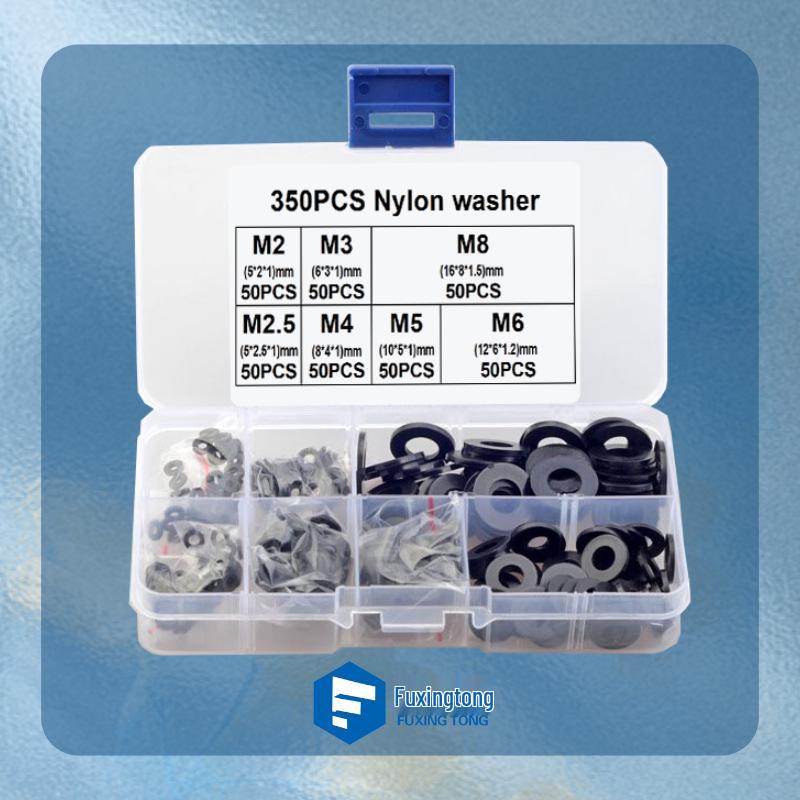 

Black Nylon Flat Washer, PA66, Sizes M2-M12, 480-780 pcs.