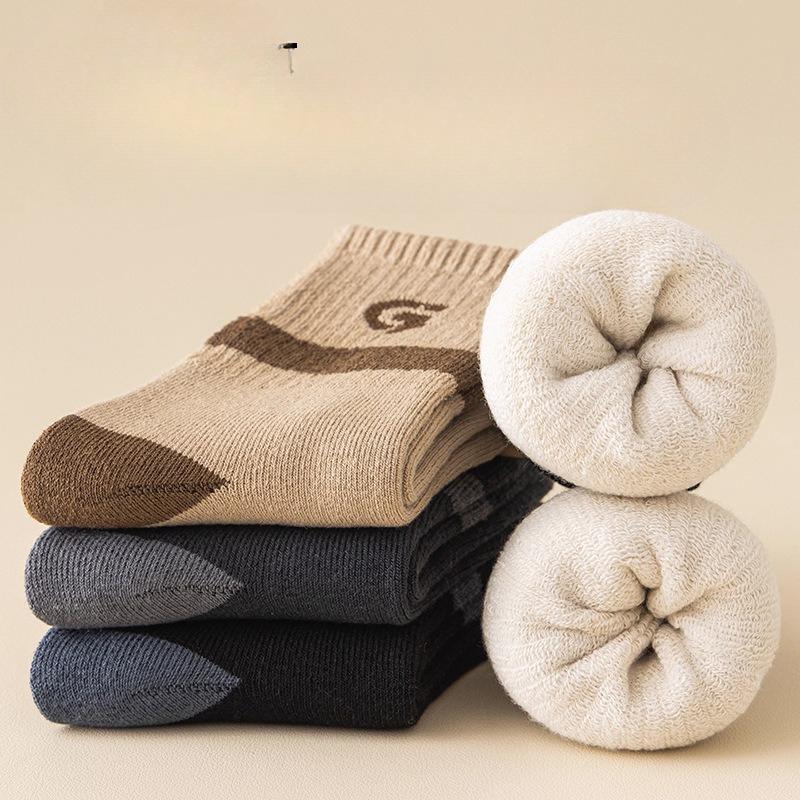 Loop Socks for Men, Thickened Warm Mid-calf Socks, Heat-storing Skin-friendly Floor Socks, Versatile Men's Socks