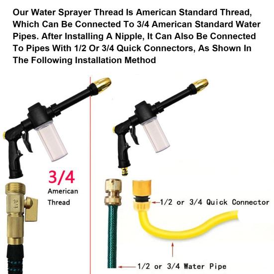 High Pressure Hose Nozzle Car Wash Hose Nozzle Foam Cannon Garden Hose Nozzle for Car Washing Outdoor Yard