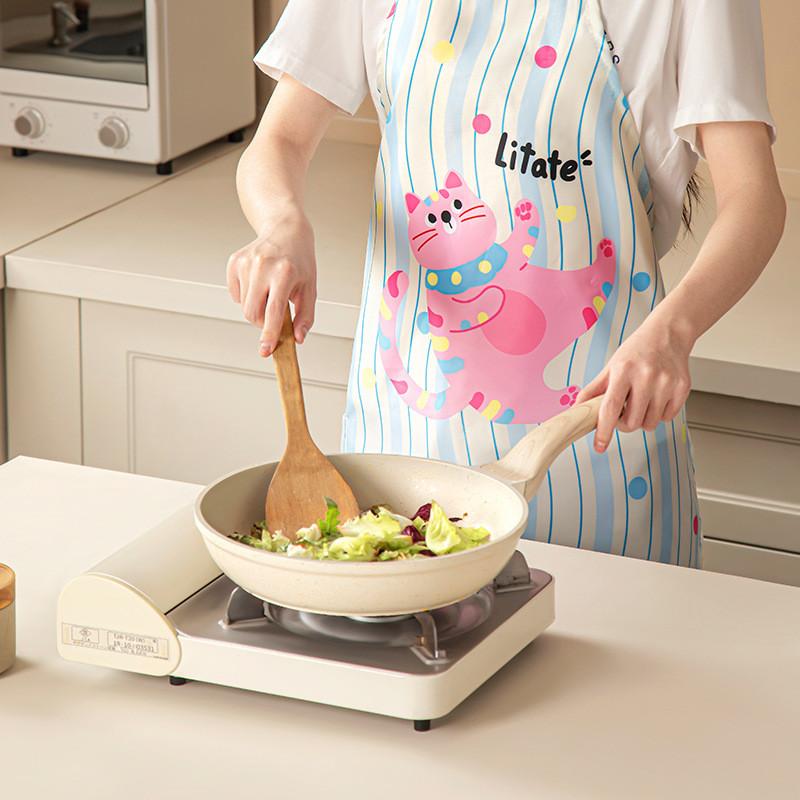 Dopamine Striped Cat Print Apron Waterproof Kitchen Cooking Protective Cover For Adults