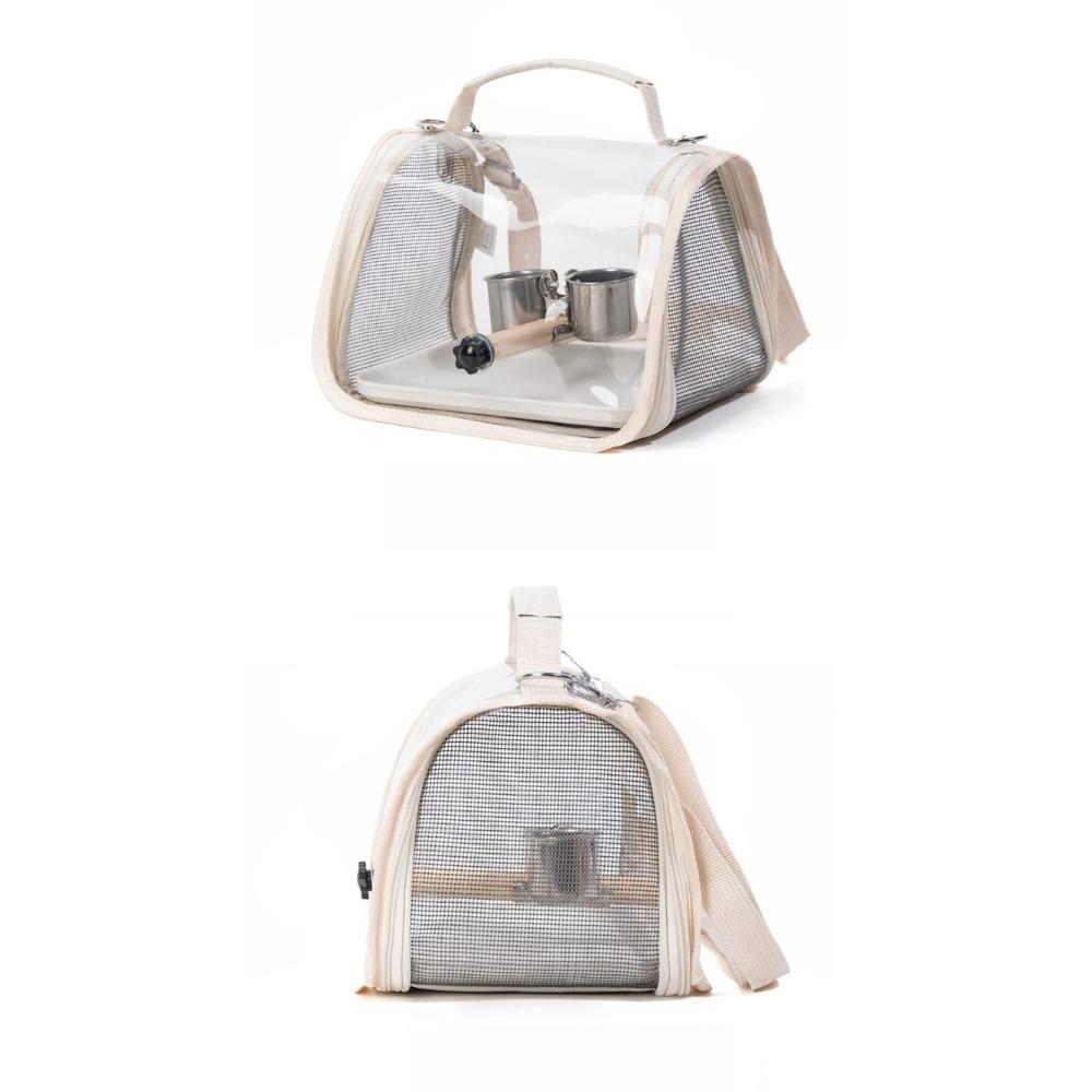 Bird Carrier Bag Transparent Window Breathable Portable Travel Cage with Perch for Parrots Small Birds Outdoor Handbag