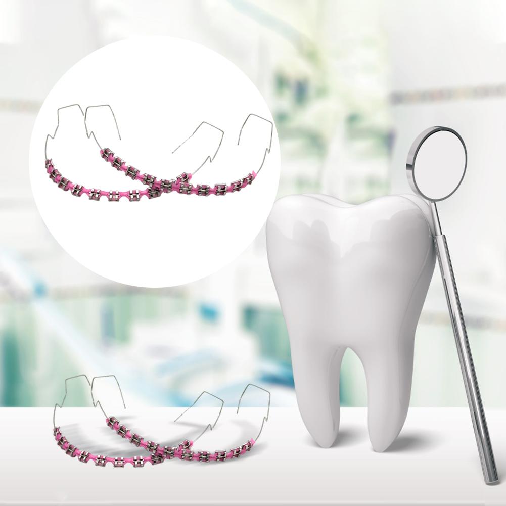 2Pcs Cartoon Cat Dental Metal Braces Archwire With Hooks Metal Bracket And Ligature Ties Colorful Temporary Tooth Decoration