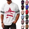 Men's Casual V Neck Pullover Shirt Short Sleeve Sport Tee Independence Day Letter Print Freedom Since July 4th