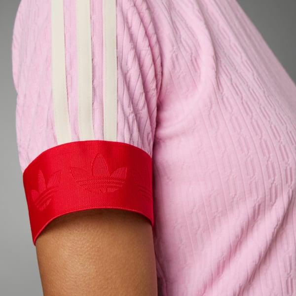Adidas Originals SS23 Adicolor 70s Retro Series Logo Embroidered Crew Neck Short Sleeve T-Shirt Women Tops Pink IK7845