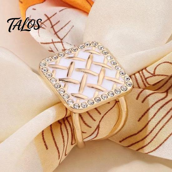 Scarf Ring Grid Square Ring, Rhinestone Silk Clip, Decorative Women Slide Elegant Wrap Holder for Neckerchiefs Shirts Shawls Accessory