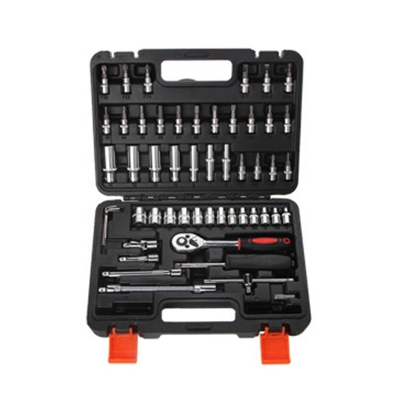 Complete Mechanics Tool Kit 53 Piece Socket Wrench Set Metric Size With Case For Automotive Repair And DIY Projects