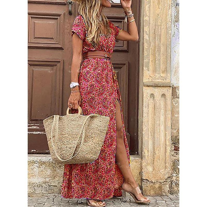 Women's Fashion Bohemian V-Neck Floral Dress