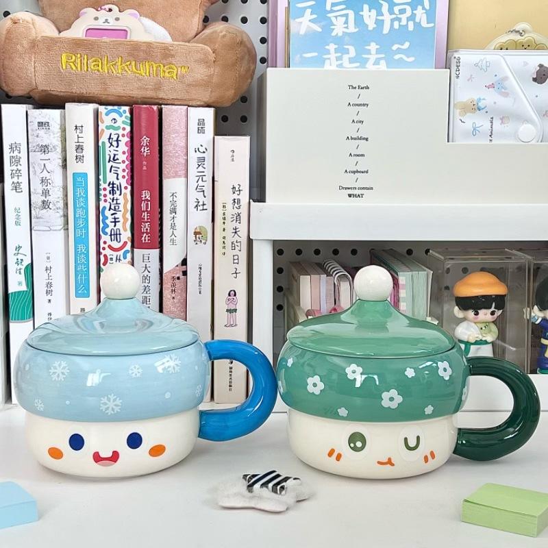 High Value Hat Mug Ins Cute Ceramic Water Cup with Lid Girl Couple Coffee Birthday Present