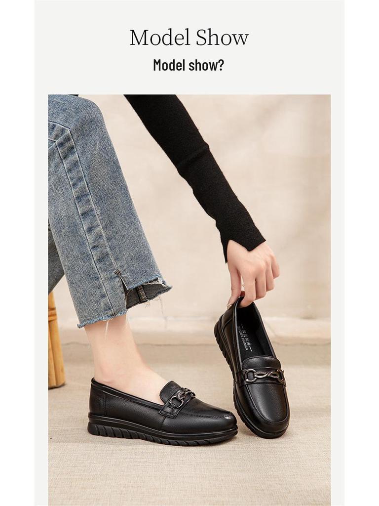 Weiche Sohle Rutschfest Echtes Leder Slipper für Damen, Perfekt für Mütter mittleren Alters oder ältere Mütter.