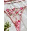 Fetish Lingeries Sexy Adult Hot Clothes Women  Female Lingerie Woman To Catch Rose Embroidered Perspective Love Thong Sex Suit