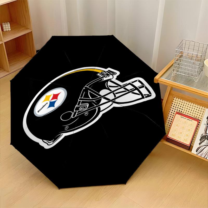 Pittsburgh Steelers Print Auto 8?Ribs Folding Umbrella Wind Resistant Lightweight Automatic Umbrella For Daily Travel
