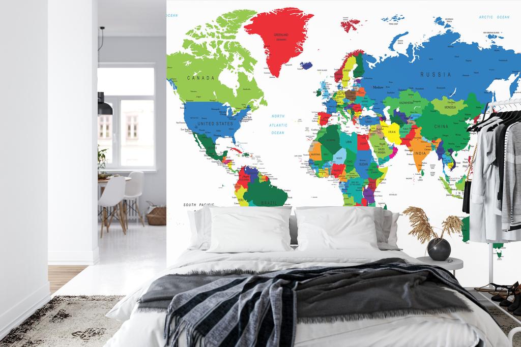 Photomural World Map Washable Fleece 368x254