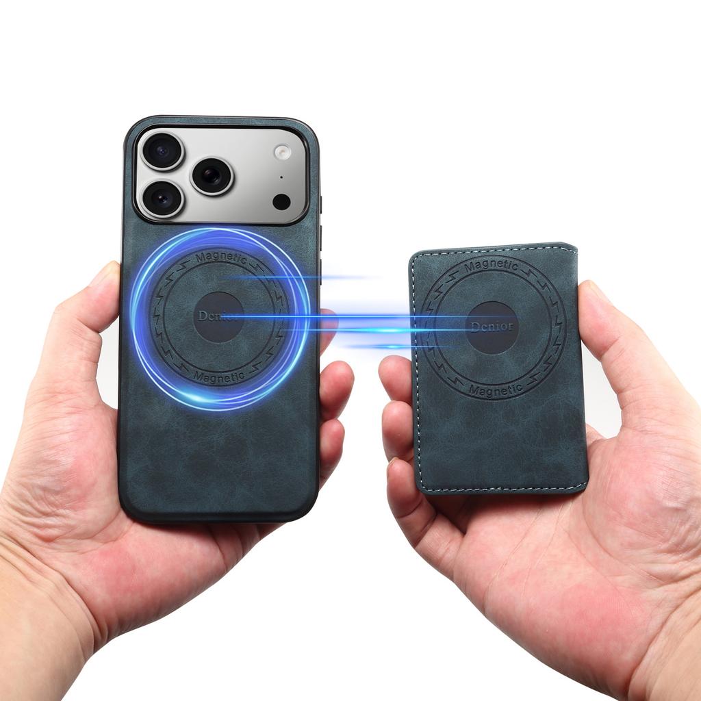 Denior applies to iPhone17Pro magnetic suction Apple 16 leather case insert card magsafe separation 15 mobile phone case 14