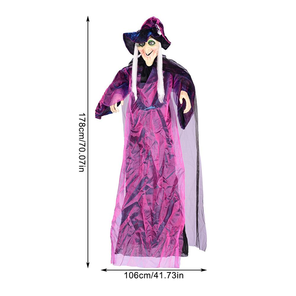 Animated Talking Witch Halloween Witch with LED Eyes and Spooky Sounds Scary Witch Props Outdoor Decorations for Garden Yard