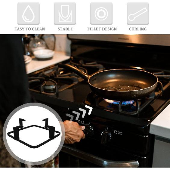 Uonlytech Gas Stove Burner Covers Cast Iron Wok Support Ring, 20. 7cm Square Gas Burner Rack Stove Trivets Cooktop Range Pan Holder Stand Stove Rack