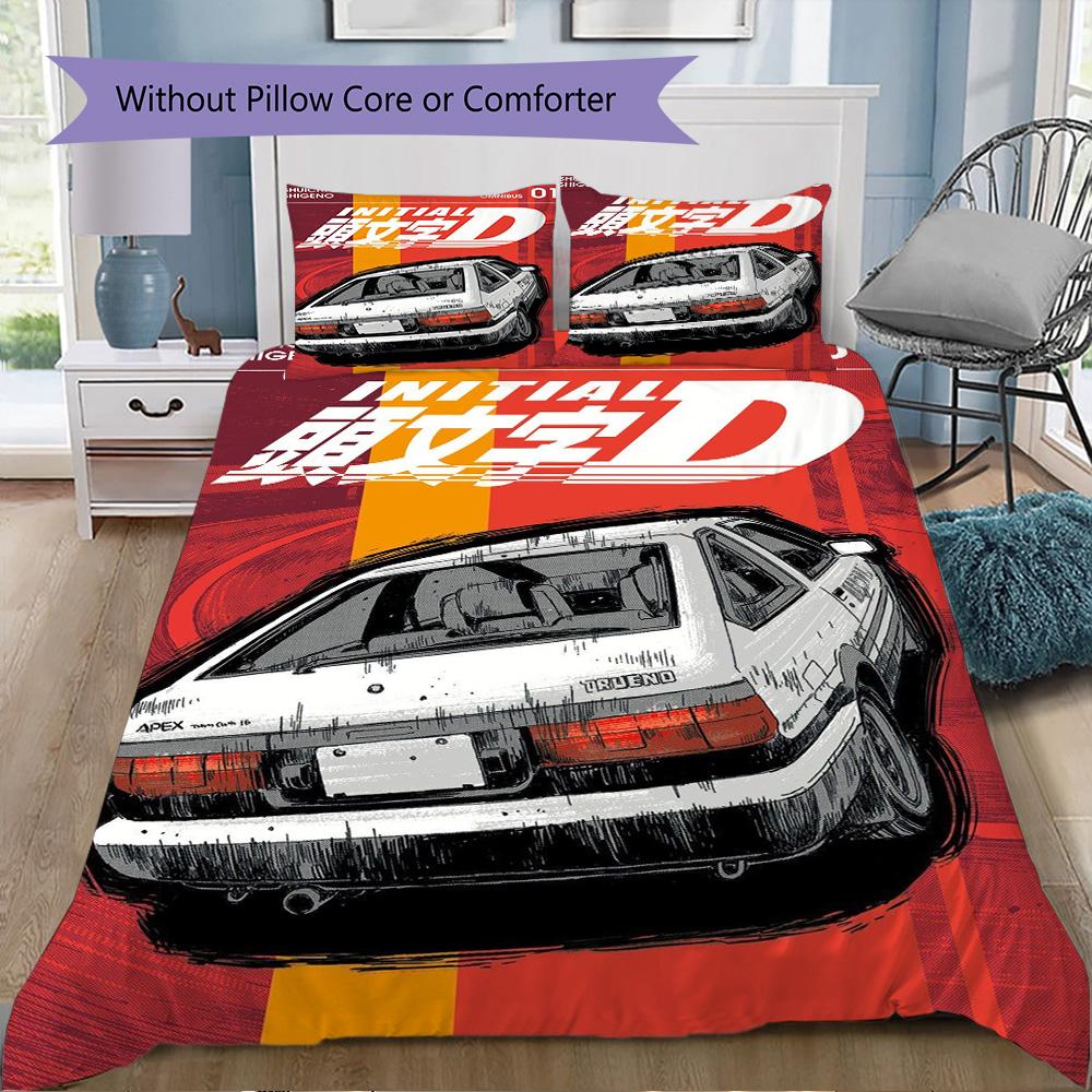 Initial D Pattern Bedding,Quilt Set Quilt Cover Pillowcase Home Birthday Gift (1*duvet cover+2*pillowcase,without core)SSJT0917215