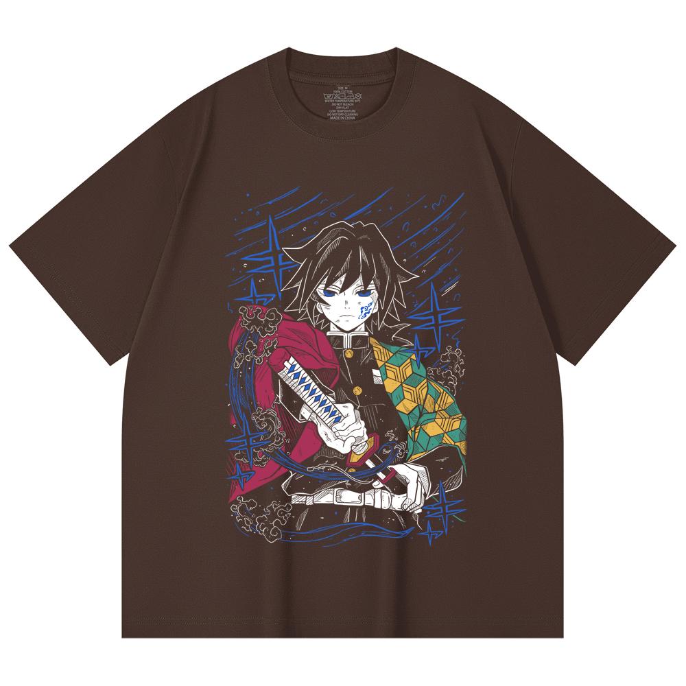 230 Gsm 100% Cotton Demon Slayer V47 Tomioka Print Unisex Heavy Cotton T Shirt
