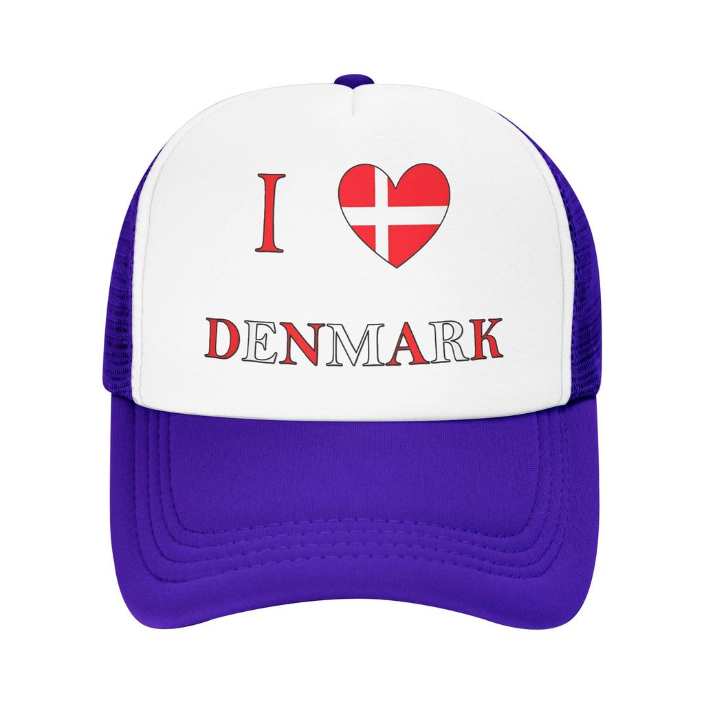 Summer Sun Hats I Love Denmark  Baseball Cap  Trendy Hip Hop Hats Summer Unisex Adult Outdoor Sports Snapback Cap