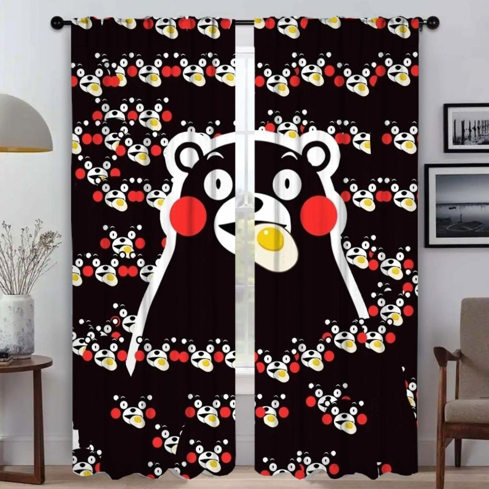 KumamonS Home Interior Curtains 2 Pieces Window Curtain for Room 2 Panel Halloween Decoration Partition Shades Living Kitchen