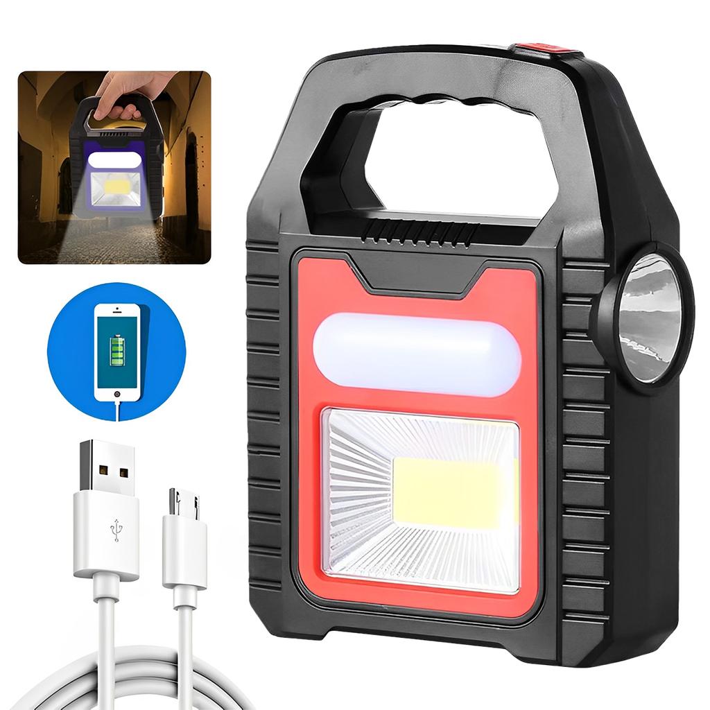Solar Flashlight With USB Charging Outdoor Led Spotlight Searchlight USB Rechargeable Camping Flashlight Solar Spotlight