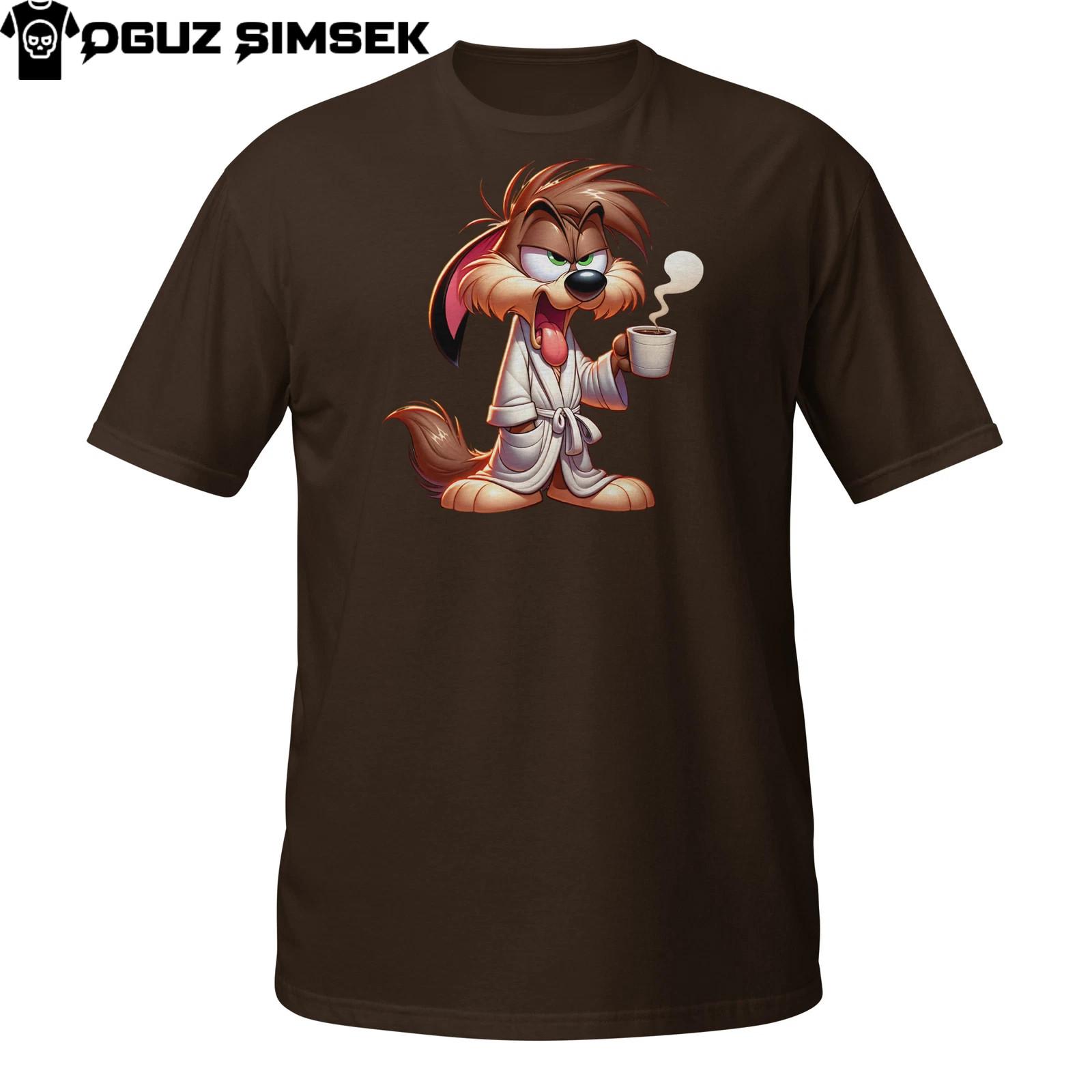 Sassy Coffee Dog Shirt | Bathrobe Pup Morning Mug Tee Unisex T-Shirt Mens Womens Tees Top S