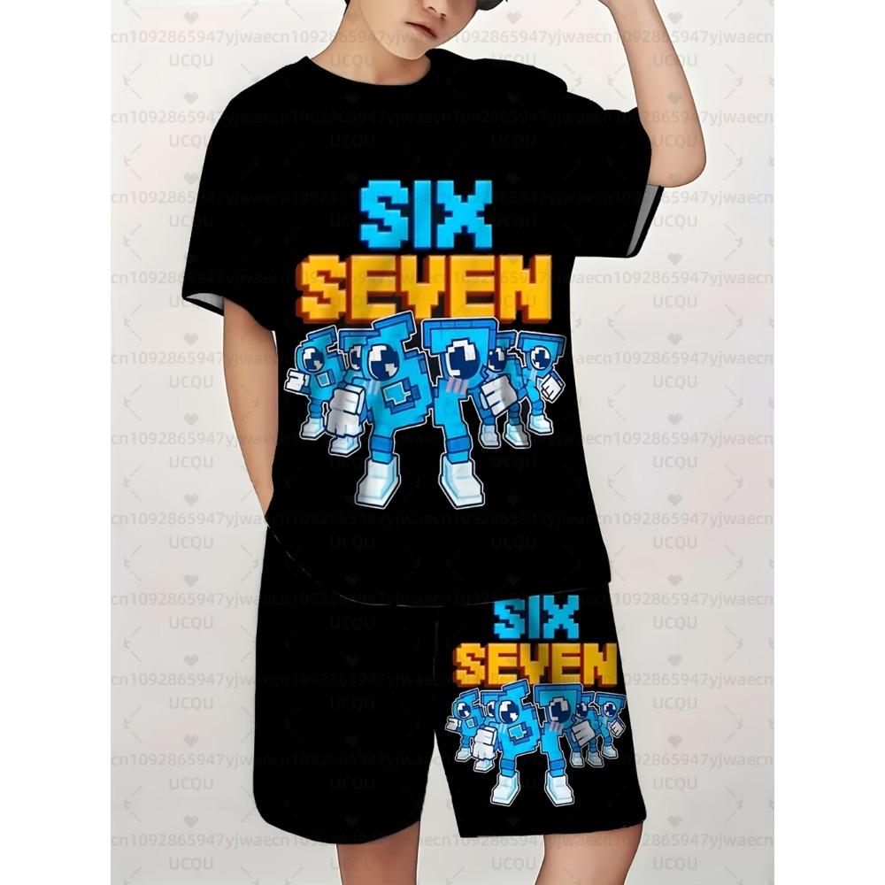 

Fashion Men s Set 67 Six Seven Printed Men s T-shirt and Shorts 2 Piece Set Summer Casual Outdoor Men s and Women s Outfit Men s Clothing XXS