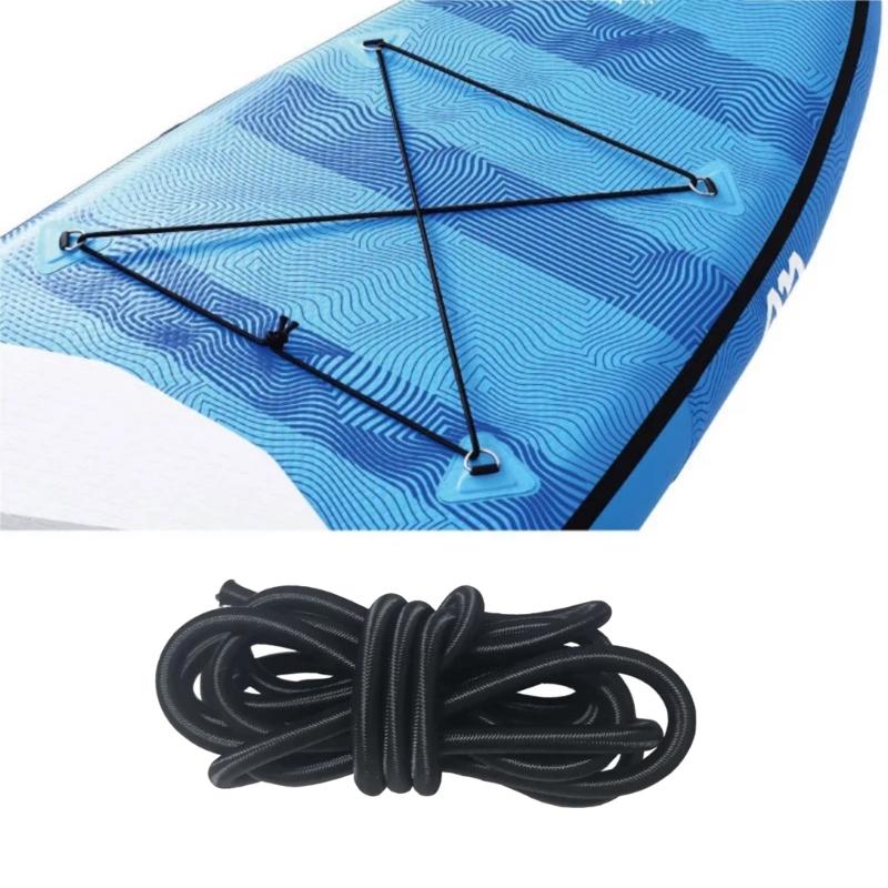 Surfboard Ties Down Cord, Black Elastic Braided Nylon Bungees for Board Gear Organization, Daily Carry and Storage Use, 250Cm Replacement Length