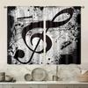 2pcs Artistic Music Note Printed Curtains, Designed for Light Filtering, Quality Material, Ideal for Music-Themed Home Window De