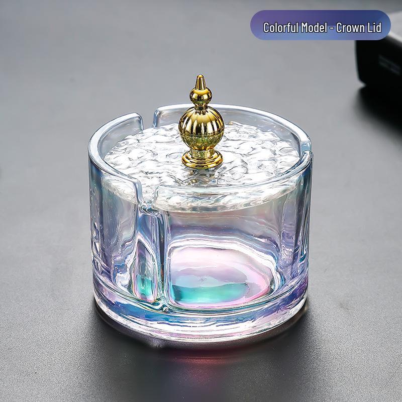 Large Glass Ashtray with Lid for Home, Office, Bar, or Restaurant
