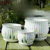 Simple Creative White V-Shape Ceramic Planter 3-Piece Set