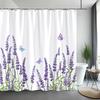 Lavender Shower Curtain Watercolour Art Painting Creative Polyester Bath Curtains Bathroom Decor With Hooks Bathroom Accessories