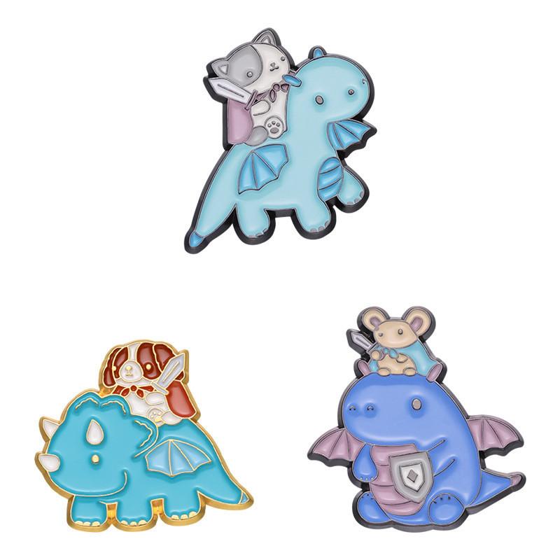 Cartoon Mice Dinosaurs Dogs Cats Animal Alloy Brooch Ornament Decoration Gift