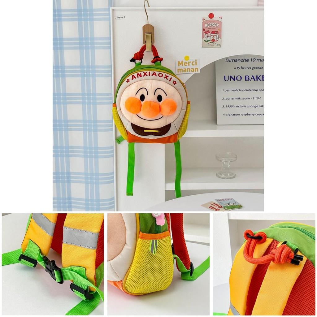 Cartoonanpanman Kids Backpack With Breathable Nylon And Plush Elements For Preschool Children