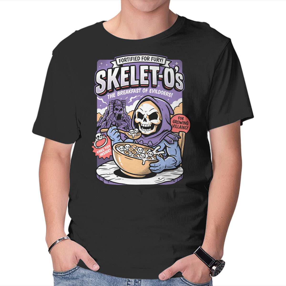 Unisex Crew Neck T-Shirt Evildoer s Breakfast Graphic Short Sleeve Casual Tee L