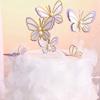 3-9pcs Dessert Cake Decor Butterfly Stamping Gold Butterfly Cake Toppers Princess Girl Wedding Happy Birthday Party Decor