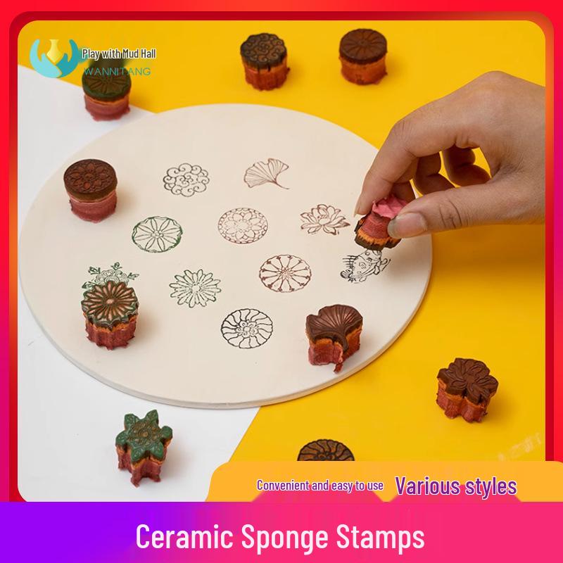 DIY Pottery Tool Set: Sponge Stamps for Greenware Pattern, Underglaze Embossing & Coloring No. 10 Fish Pattern