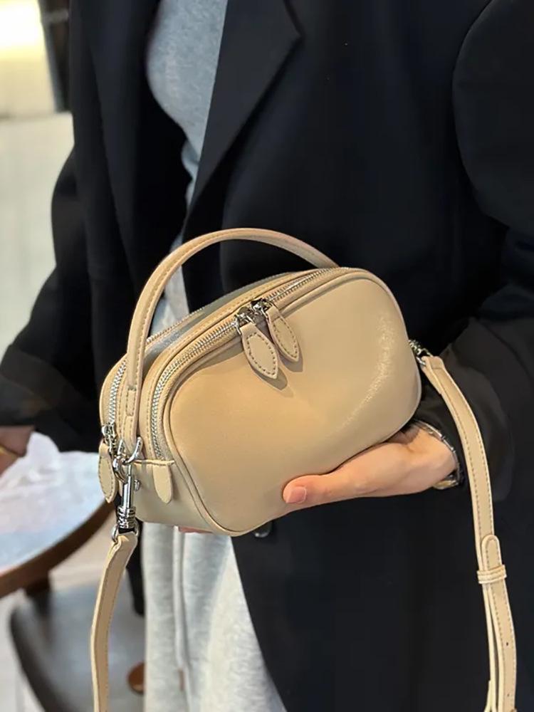 Women's Genuine Leather Handbag - Spring/Summer 2025 Camera Crossbody & Handheld Bag 