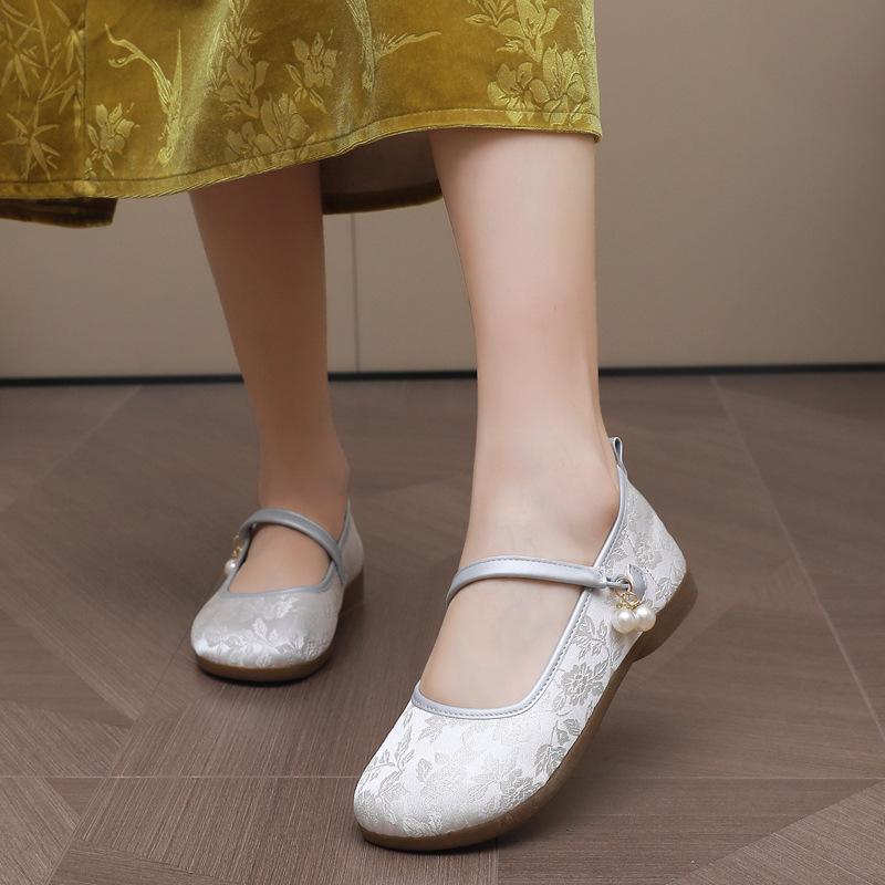 Fashion New Chinese-style Flat Single Shoes, Women's Comfortable Soft-soled Shallow Mouth Mary Shoe