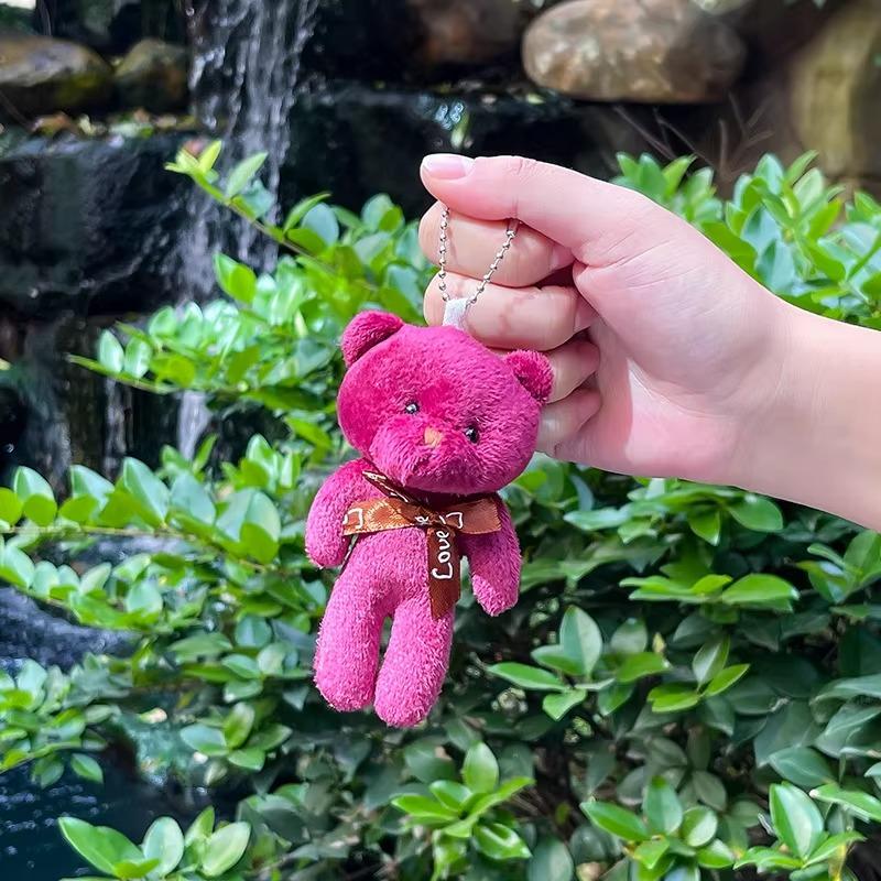 Plush Keychain 1PC Small Pendant Siamese Bears Girl Dolls Toys Bags Mobile Phone Cases Hanging Decorations Birthday Gift Dolls