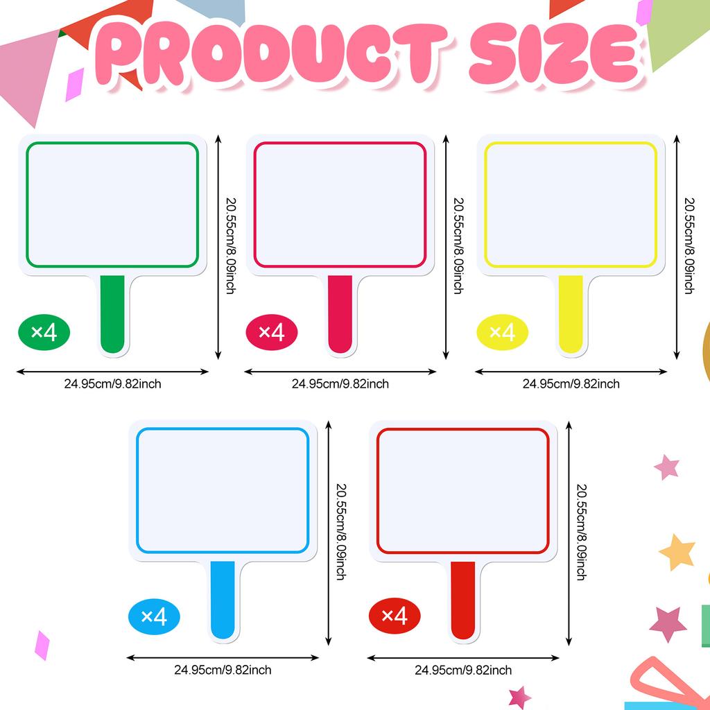 24 Stück Bunte Whiteboard-Antwortpaddel Handheld Zweiseitige Paddel Mini-Whiteboards Whiteboard-Trockenlöschzeichen Auktion Wh