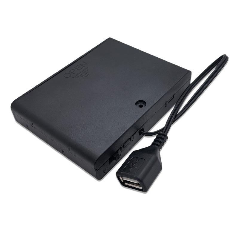 1Pcs Usb Mini Power Supply Battery Box With Cover And Switch 6 X Aa Usb Battery Box For 9V Led Strip Lights