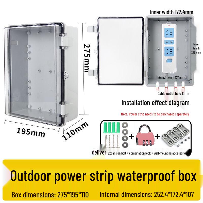 Zamykana wodoodporna skrzynka gniazdkowa zewnętrzna z osłoną przeciwdeszczową